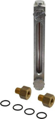 LDI Industries - 1/4-18 Thread, 4-1/2 Inch Sight Length, 290 Max psi, Closed Circuit Liquid Level Sight Gauge with Pipe Adapter - 6 Inch Length to Center of Base, 7-5/8 Inch Overall Length, Buna-N Seal - Exact Tool & Supply
