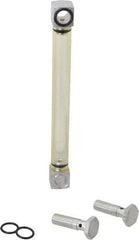 LDI Industries - 1/2-20 Thread, 6-9/32 Inch Sight Length, 125 Max psi, Closed Circuit Liquid Level Rigid Plastic Sight Gauge - 8 Inch Length to Center of Base, Buna-N Seal, 70° Working Temp, 225°F Max - Exact Tool & Supply