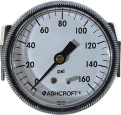 Ashcroft - 2-1/2" Dial, 1/4 Thread, 0-160 Scale Range, Pressure Gauge - Center Back Connection Mount - Exact Tool & Supply