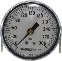 Ashcroft - 2-1/2" Dial, 1/4 Thread, 0-300 Scale Range, Pressure Gauge - Center Back Connection Mount - Exact Tool & Supply