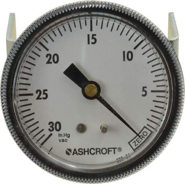 Ashcroft - 2-1/2" Dial, 1/4 Thread, 30-0 Scale Range, Pressure Gauge - Center Back Connection Mount - Exact Tool & Supply