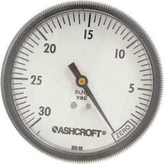 Ashcroft - 3-1/2" Dial, 1/4 Thread, 30-0 Scale Range, Pressure Gauge - Center Back Connection Mount - Exact Tool & Supply