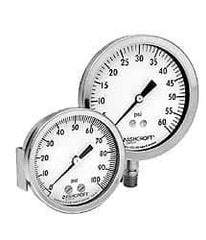 Ashcroft - 2-1/2" Dial, 1/4 Thread, 0-15 Scale Range, Pressure Gauge - Lower Connection Mount, Accurate to 1% of Scale - Exact Tool & Supply