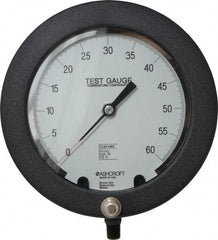 Ashcroft - 6" Dial, 1/4 Thread, 0-60 Scale Range, Pressure Gauge - Lower Connection Mount, Accurate to 0.25% of Scale - Exact Tool & Supply