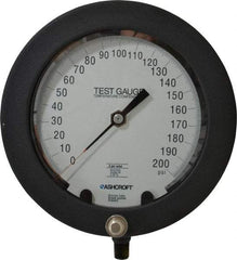 Ashcroft - 6" Dial, 1/4 Thread, 0-200 Scale Range, Pressure Gauge - Lower Connection Mount, Accurate to 0.25% of Scale - Exact Tool & Supply