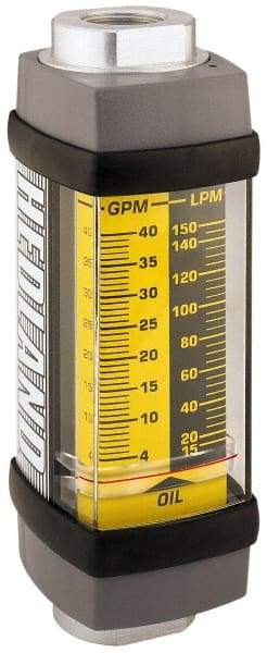Hedland - 1-1/4" NPTF Port Oil & Petroleum-Based Liquid Flowmeter - 3000 Max psi, 5 to 50 GPM, Anodized Aluminum - Exact Tool & Supply