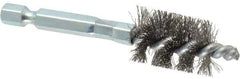 Schaefer Brush - 1/2 Inch Inside Diameter, 11/16 Inch Actual Brush Diameter, Carbon Steel, Power Fitting and Cleaning Brush - 1/4 Shank Diameter, 3-1/8 Inch Long, Hex Shaft Stem, 5/8 Inch Refrigeration Outside Diameter - Exact Tool & Supply