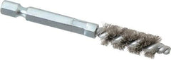 Schaefer Brush - 1/4 Inch Inside Diameter, 7/16 Inch Actual Brush Diameter, Stainless Steel, Power Fitting and Cleaning Brush - 1/4 Shank Diameter, 3-1/8 Inch Long, Hex Shaft Stem, 3/8 Inch Refrigeration Outside Diameter - Exact Tool & Supply