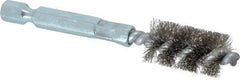 Schaefer Brush - 3/8 Inch Inside Diameter, 9/16 Inch Actual Brush Diameter, Stainless Steel, Power Fitting and Cleaning Brush - 1/4 Shank Diameter, 3-1/8 Inch Long, Hex Shaft Stem, 1/2 Inch Refrigeration Outside Diameter - Exact Tool & Supply
