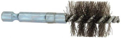 Schaefer Brush - 3/4 Inch Inside Diameter, 15/16 Inch Actual Brush Diameter, Stainless Steel, Power Fitting and Cleaning Brush - 1/4 Shank Diameter, 3-1/8 Inch Long, Hex Shaft Stem, 7/8 Inch Refrigeration Outside Diameter - Exact Tool & Supply
