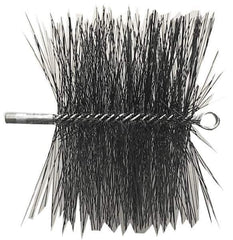 Schaefer Brush - 10" Square, Tempered Steel Wire Chimney Brush - 1/4" NPSM Male Connection - Exact Tool & Supply