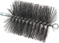 Schaefer Brush - 5" Diam Round, Tempered Steel Wire Chimney Brush - 1/4" NPSM Male Connection - Exact Tool & Supply