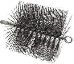 Schaefer Brush - 6" Diam Round, Tempered Steel Wire Chimney Brush - 1/4" NPSM Male Connection - Exact Tool & Supply