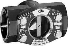 OPW Engineered Systems - 3/4 Inch, Carbon Steel, Visi-Flo Sight Flow Indicator - 200 Max psi, 4-1/4 Inch Overall Length - Exact Tool & Supply
