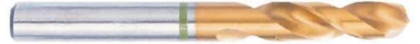 Accupro - 7/32" 130° Spiral Flute Cobalt Screw Machine Drill Bit - TiN Finish, Right Hand Cut, 28mm Flute Length, 66mm OAL, Split Point, Straight Shank - Exact Tool & Supply