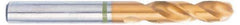 Accupro - 7/32" 130° Spiral Flute Cobalt Screw Machine Drill Bit - TiN Finish, Right Hand Cut, 28mm Flute Length, 66mm OAL, Split Point, Straight Shank - Exact Tool & Supply