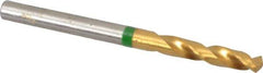 Accupro - #17 130° Spiral Flute Cobalt Screw Machine Drill Bit - TiN Finish, Right Hand Cut, 24mm Flute Length, 58mm OAL, Split Point, Straight Shank - Exact Tool & Supply
