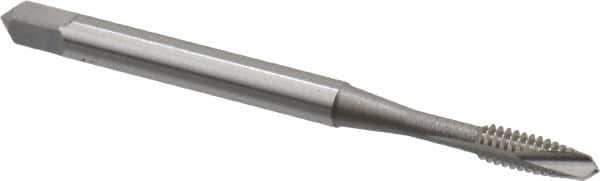 OSG - #4-40 UNC, 2 Flute, Bright Finish, Vanadium High Speed Steel Spiral Point Tap - Plug Chamfer, Right Hand Thread, 1-7/8" OAL, 9/16" Thread Length, 0.141" Shank Diam, 2B/3B Class of Fit - Exact Tool & Supply
