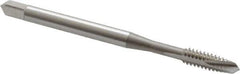 OSG - #8-32 UNC, 3 Flute, Bright Finish, Vanadium High Speed Steel Spiral Point Tap - Plug Chamfer, Right Hand Thread, 2-1/8" OAL, 3/4" Thread Length, 0.168" Shank Diam - Exact Tool & Supply