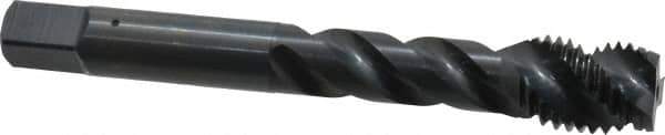OSG - M12x1.50 Metric Fine 3 Flute Modified Bottoming Spiral Flute Tap - Vanadium High Speed Steel, Oxide Finish, 3-3/8" OAL, Right Hand Flute, Right Hand Thread, D6, Series 299 - Exact Tool & Supply