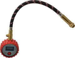 Value Collection - 0 to 100 psi Digital Tire Pressure Gauge - CR2032 Lithium Battery, 9' Hose Length, 0.5 psi Resolution - Exact Tool & Supply