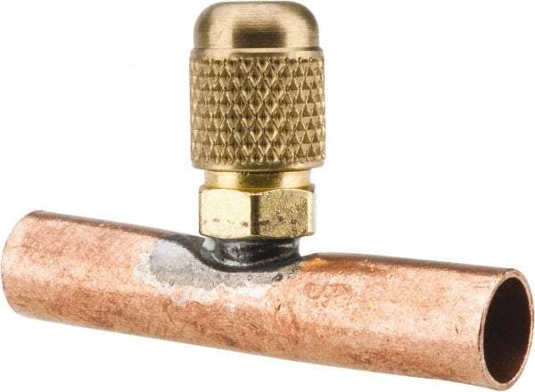 Parker - 500 Max psi, 3/8 Tube OD, Solder Tee Access Valve - Brass - Exact Tool & Supply