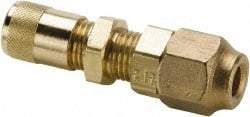 Parker - 500 Max psi, 1/4 Tube OD, Bulkhead Union Access Valve - Brass - Exact Tool & Supply