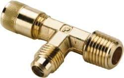 Parker - 1/8-27 Male Pipe, 500 Max psi, 1/4" Tube OD, Forged Male Run Tee Access Valve - Brass - Exact Tool & Supply