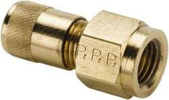 Parker - 500 Max psi, 1/4 Tube OD, Female Flare Connector Access Valve - Brass - Exact Tool & Supply