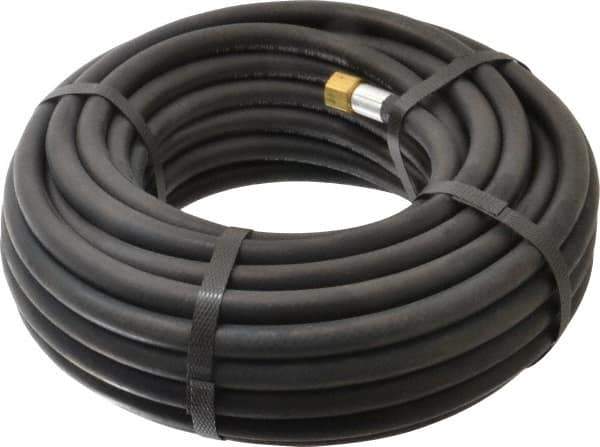 Alliance Hose & Rubber - 1/4" ID x 1/2" OD 50' Long Multipurpose Air Hose - MNPT x FNPT(Swivel) Ends, 200 Working psi, -40 to 190°F, 1/4" Fitting, Black - Exact Tool & Supply