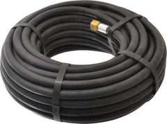 Alliance Hose & Rubber - 1/4" ID x 1/2" OD 50' Long Multipurpose Air Hose - MNPT x FNPT(Swivel) Ends, 200 Working psi, -40 to 190°F, 1/4" Fitting, Black - Exact Tool & Supply