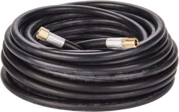 Alliance Hose & Rubber - 1/4" ID x 9/16" OD 50' Long Multipurpose Air Hose - MNPT x FNPT(Swivel) Ends, 300 Working psi, -40 to 190°F, 1/4" Fitting, Black - Exact Tool & Supply
