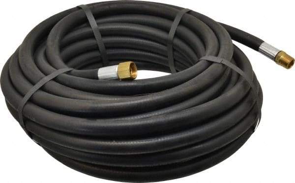 Alliance Hose & Rubber - 3/8" ID x 23/32" OD 50' Long Multipurpose Air Hose - MNPT x FNPT(Swivel) Ends, 300 Working psi, -40 to 190°F, 3/8" Fitting, Black - Exact Tool & Supply