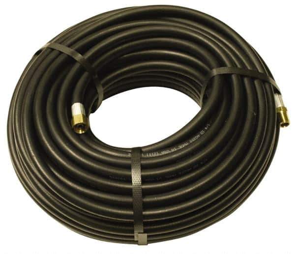 Alliance Hose & Rubber - 1/2" ID x 27/32" OD 100' Long Multipurpose Air Hose - MNPT x FNPT(Swivel) Ends, 300 Working psi, -40 to 190°F, 1/2" Fitting, Black - Exact Tool & Supply