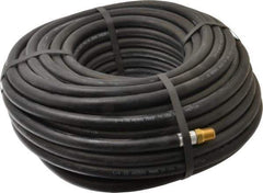 Alliance Hose & Rubber - 1/4" ID x 9/16" OD 100' Long Multipurpose Air Hose - MNPT x FNPT(Swivel) Ends, 300 Working psi, -40 to 190°F, 1/4" Fitting, Black - Exact Tool & Supply