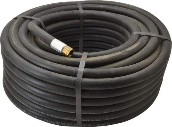 Alliance Hose & Rubber - 3/8" ID x 23/32" OD 100' Long Multipurpose Air Hose - MNPT x FNPT(Swivel) Ends, 300 Working psi, -40 to 190°F, 1/4" Fitting, Black - Exact Tool & Supply