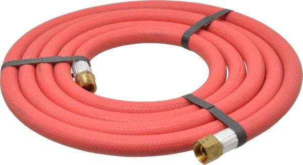 Alliance Hose & Rubber - 3/8" ID x 23/32" OD 10' Long Multipurpose Air Hose - MNPT x FNPT(Swivel) Ends, 300 Working psi, -40 to 190°F, 3/8" Fitting, Red - Exact Tool & Supply