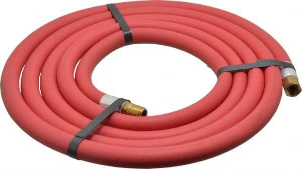 Alliance Hose & Rubber - 3/8" ID x 23/32" OD 10' Long Multipurpose Air Hose - MNPT x FNPT(Swivel) Ends, 300 Working psi, -40 to 190°F, 3/8" Fitting, Red - Exact Tool & Supply