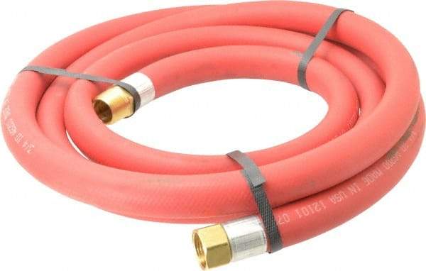Alliance Hose & Rubber - 3/4" ID x 1-5/32" OD 10' Long Multipurpose Air Hose - MNPT x FNPT(Swivel) Ends, 300 Working psi, -40 to 190°F, 3/4" Fitting, Red - Exact Tool & Supply