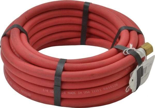 Alliance Hose & Rubber - 1/4" ID x 1/2" OD 25' Long Multipurpose Air Hose - MNPT x FNPT(Swivel) Ends, 200 Working psi, -40 to 190°F, 1/4" Fitting, Red - Exact Tool & Supply