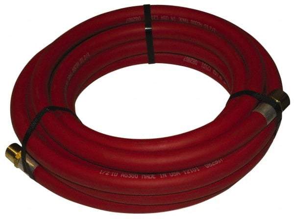 Alliance Hose & Rubber - 1-1/2" ID x 1-1/2" OD 25' Long Multipurpose Air Hose - MNPT x FNPT(Swivel) Ends, 150 Working psi, -40 to 190°F, 1-1/2" Fitting, Red - Exact Tool & Supply