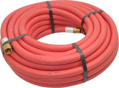 Alliance Hose & Rubber - 3/8" ID x 23/32" OD 50' Long Multipurpose Air Hose - MNPT x FNPT(Swivel) Ends, 300 Working psi, -40 to 190°F, 3/8" Fitting, Red - Exact Tool & Supply