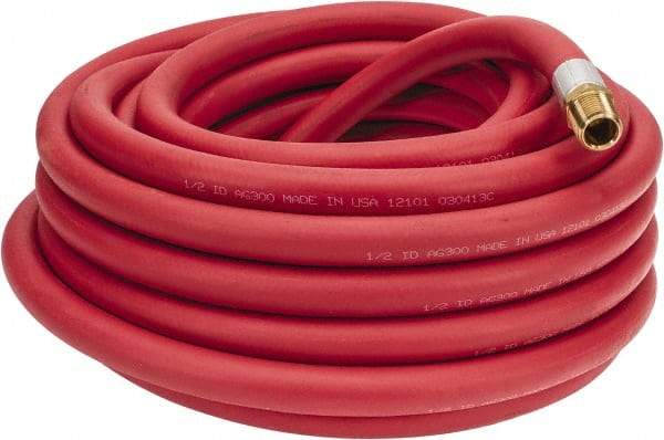 Alliance Hose & Rubber - 1/2" ID x 27/32" OD 50' Long Multipurpose Air Hose - MNPT x FNPT(Swivel) Ends, 300 Working psi, -40 to 190°F, 1/2" Fitting, Red - Exact Tool & Supply