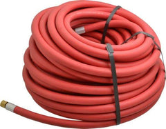 Alliance Hose & Rubber - 3/8" ID x 23/32" OD 100' Long Multipurpose Air Hose - MNPT x FNPT(Swivel) Ends, 300 Working psi, -40 to 190°F, 1/4" Fitting, Red - Exact Tool & Supply