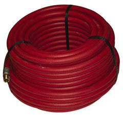 Alliance Hose & Rubber - 1/2" ID x 27/32" OD 100' Long Multipurpose Air Hose - MNPT x FNPT(Swivel) Ends, 300 Working psi, -40 to 190°F, 1/2" Fitting, Red - Exact Tool & Supply
