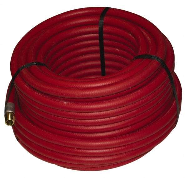 Alliance Hose & Rubber - 1" ID x 1-25/64" OD 100' Long Multipurpose Air Hose - MNPT x FNPT(Swivel) Ends, 300 Working psi, -40 to 190°F, 1" Fitting, Red - Exact Tool & Supply