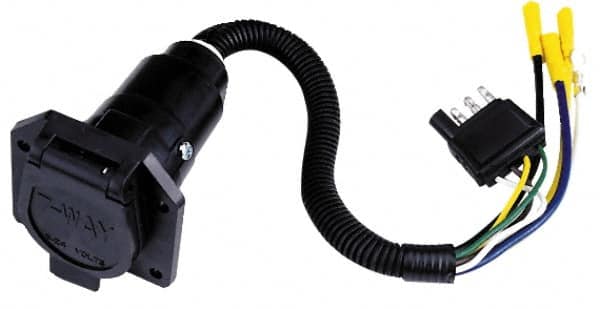 Reese - Automotive Wiring Connectors; Type: Wiring Adapter ; Fits Vehicle Make: Universal ; Material: Plastic ; Number of Pins: 4 ; Wire Length: 36 (Inch); Description: 4-Flat To 6-Way Connector Plug Assembly - Exact Tool & Supply