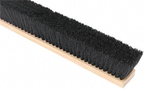 Harper Brush - 24" Medium Duty Tampico Push Broom - 3" Bristle Length, Wood Block, Threaded Handle Connection, Handle Sold Separately - Exact Tool & Supply