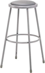 NPS - 30 Inch High, Stationary Fixed Height Stool - 16-1/2 Inch Deep x 16-1/2 Inch Wide, Vinyl Seat, Grey - Exact Tool & Supply