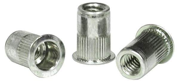 RivetKing - 5/16-18, 0.15 to 0.312" Grip, 17/32" Drill, Aluminum Standard Rivet Nut - Uncoated, Full Head Head - Exact Tool & Supply